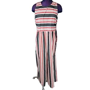 NWT Maeve Anthropologie Striped Wide Leg Sleeves Jumpsuit Size Medium Women i15‎